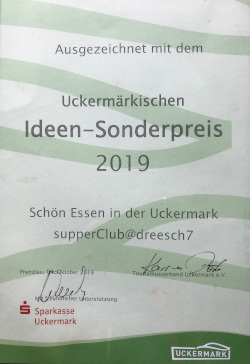 Uckermärkischer Ideen-Sonderpreis für den SupperClub@Dreesch7